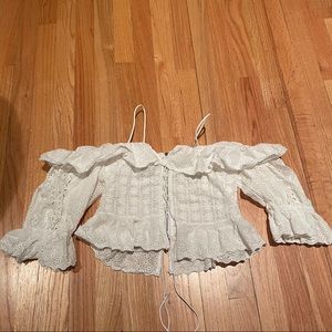 NWOT cropped lace floral off the shoulder top